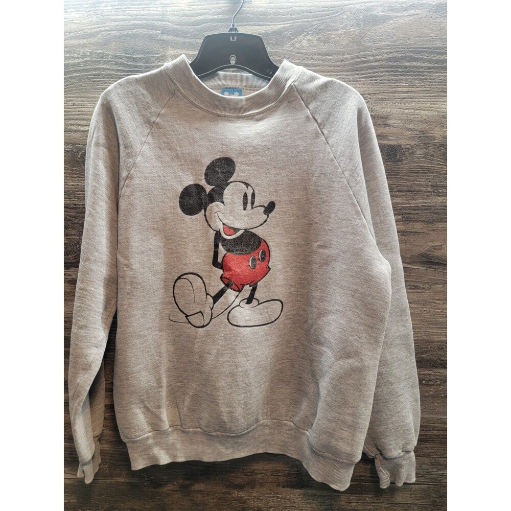 Vintage 80's Mickey Mouse Crew Neck Sweatshirt Size L Disney Character Fashions